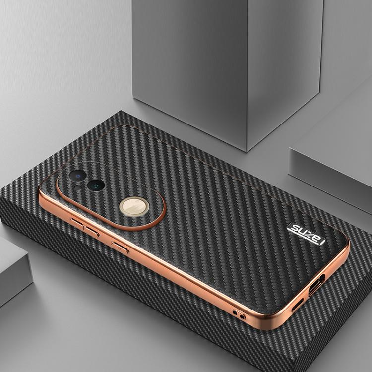 For vivo S20 AZNS Electroplated Edge Carbon Fiber Texture Phone Case