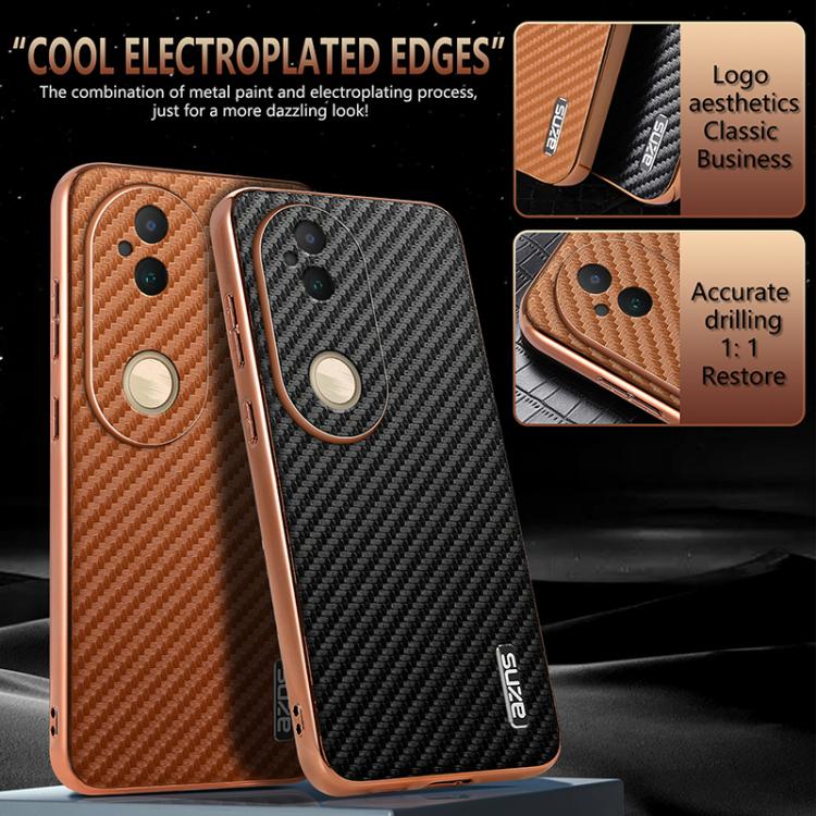 For vivo S20 AZNS Electroplated Edge Carbon Fiber Texture Phone Case