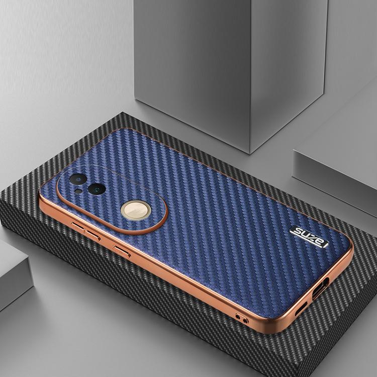 For vivo S20 AZNS Electroplated Edge Carbon Fiber Texture Phone Case