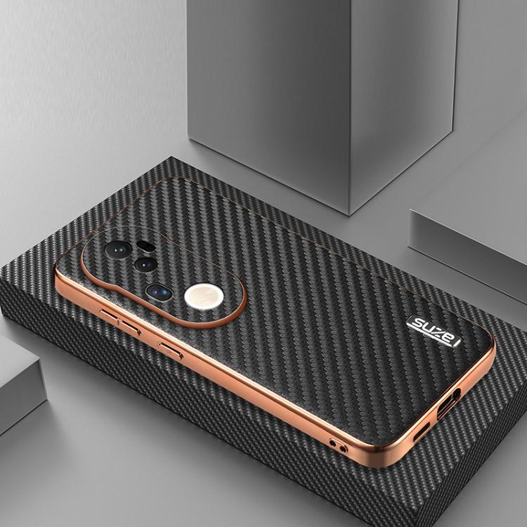 For vivo S20 Pro AZNS Electroplated Edge Carbon Fiber Texture Phone Case