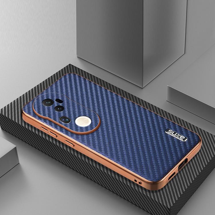 For vivo S20 Pro AZNS Electroplated Edge Carbon Fiber Texture Phone Case