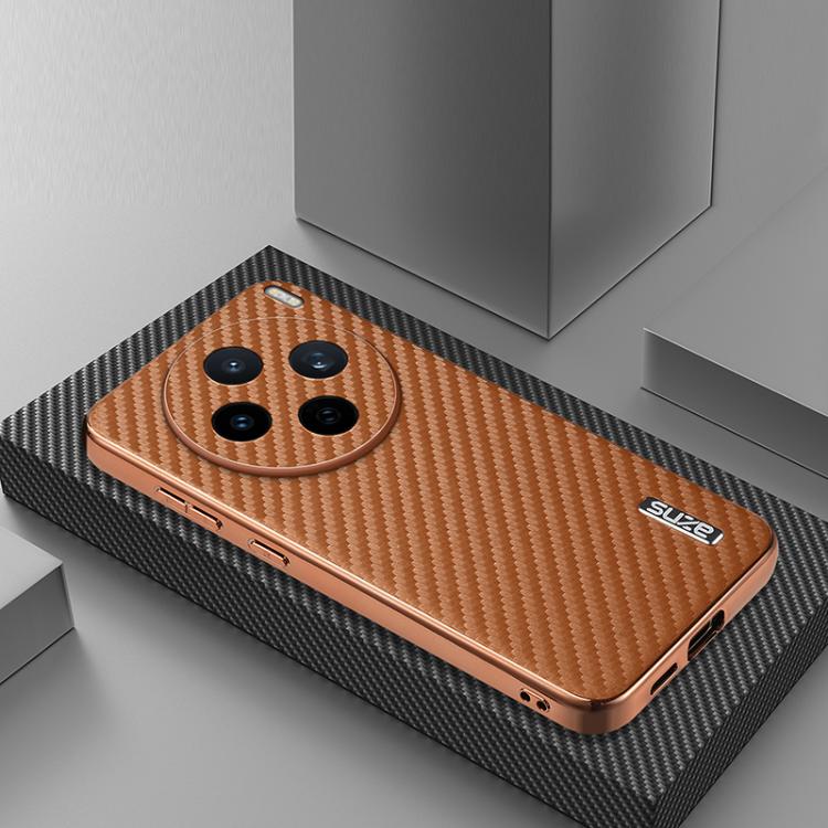 For vivo X200s AZNS Electroplated Edge Carbon Fiber Texture Phone Case