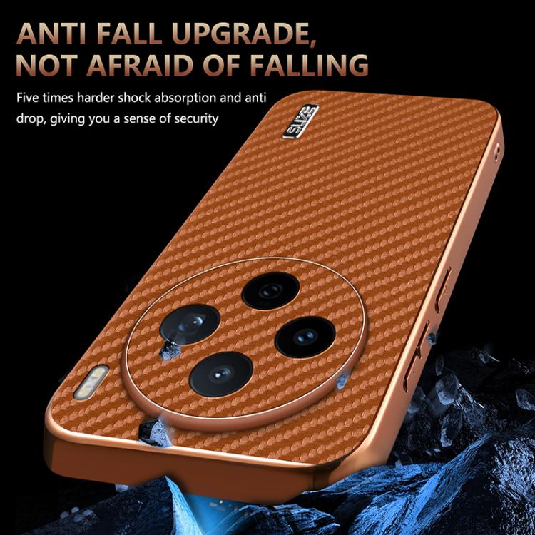 For vivo X200s AZNS Electroplated Edge Carbon Fiber Texture Phone Case