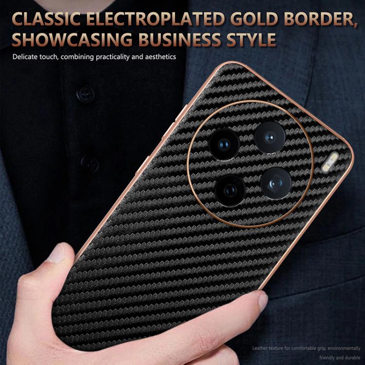 For vivo X200s AZNS Electroplated Edge Carbon Fiber Texture Phone Case