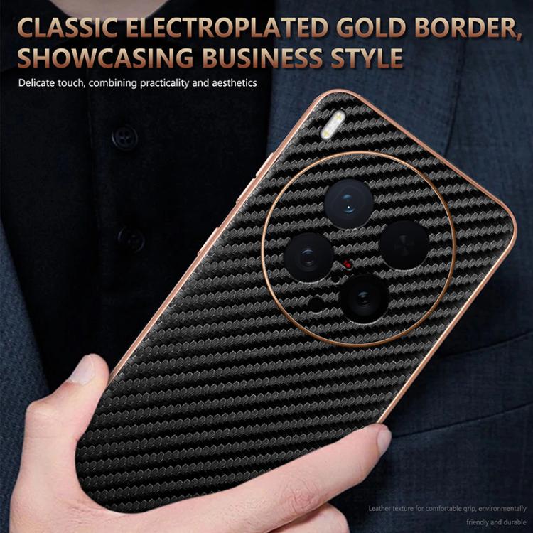 For vivo X200 Ultra AZNS Electroplated Edge Carbon Fiber Texture Phone Case