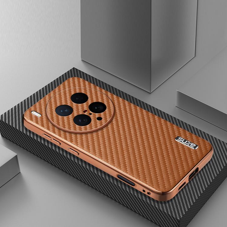 For vivo X200 Ultra AZNS Electroplated Edge Carbon Fiber Texture Phone Case