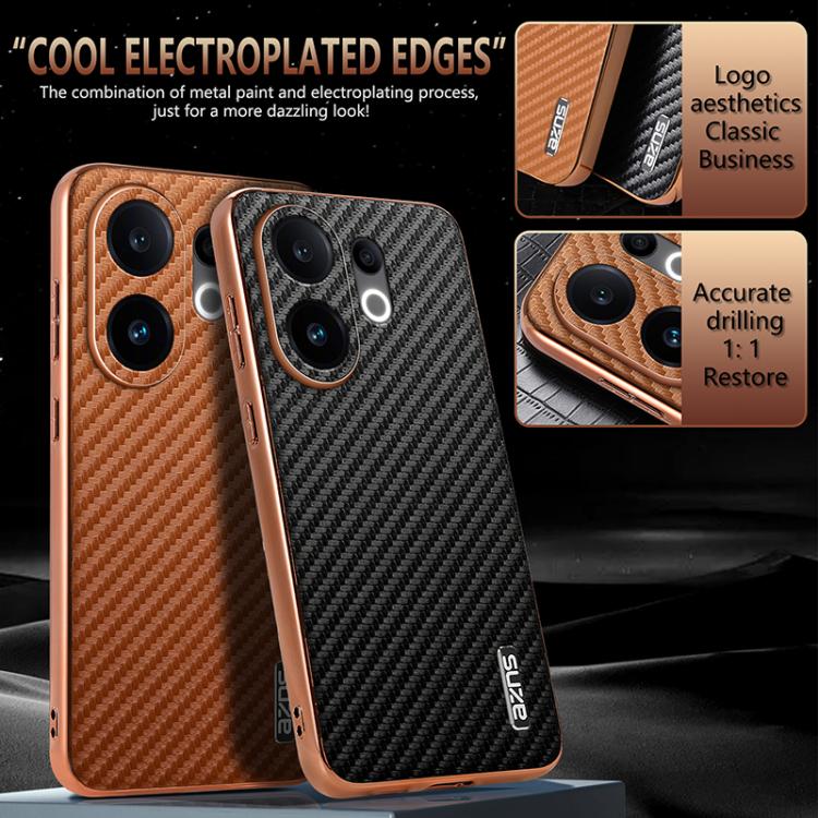 For vivo S30 AZNS Electroplated Edge Carbon Fiber Texture Phone Case