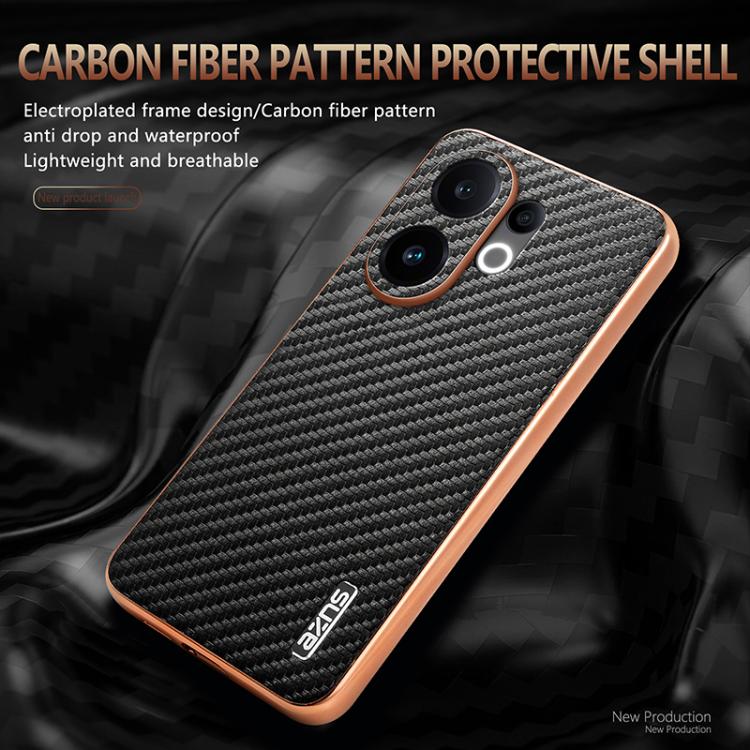 For vivo S30 AZNS Electroplated Edge Carbon Fiber Texture Phone Case