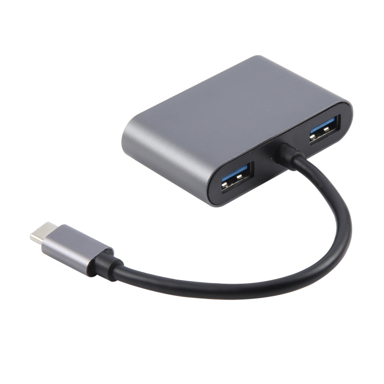 4 in 1 USB-C / Type-C 3.1 to RJ45, PD and USB x 2 Ethernet Adapter Cable - Grey
