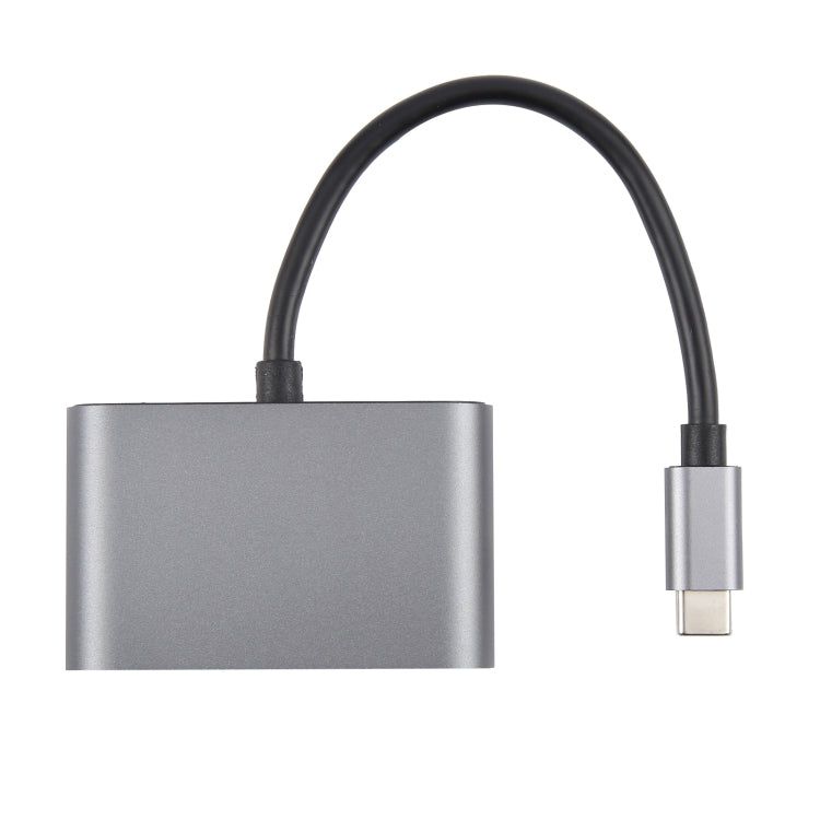 4 in 1 USB-C / Type-C 3.1 to RJ45, PD and USB x 2 Ethernet Adapter Cable - Grey