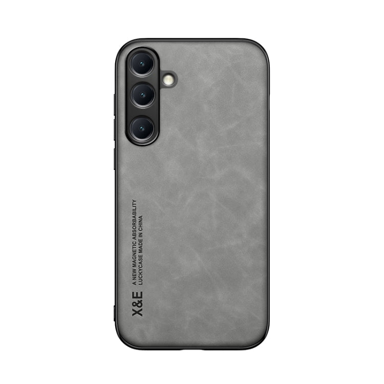 For Samsung Galaxy S25 5G Skin Feel Magnetic Leather Back Phone Case