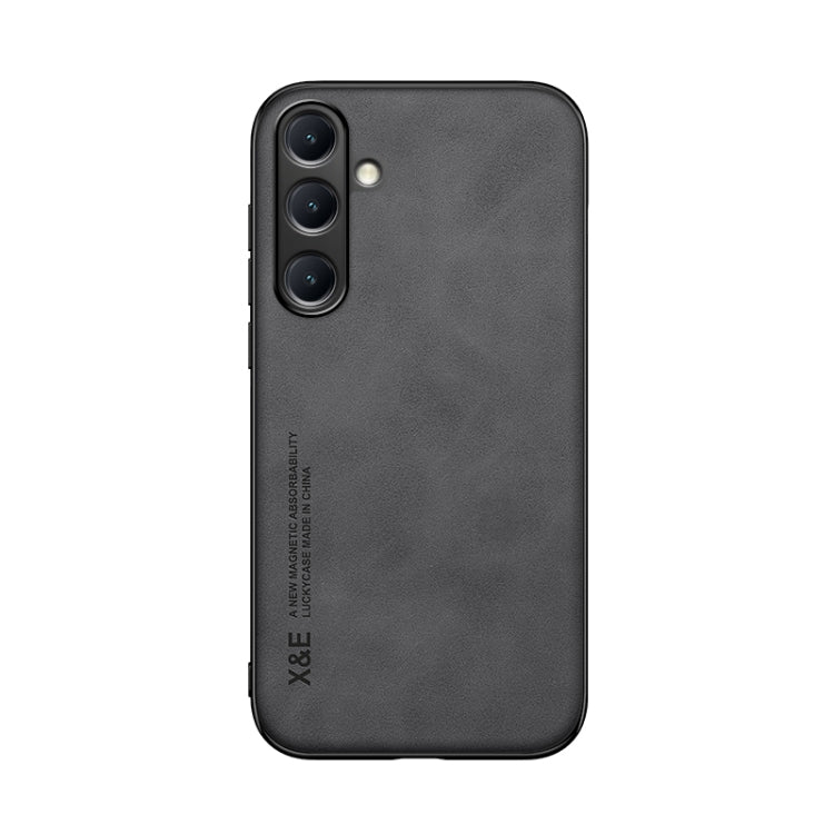 For Samsung Galaxy S25 5G Skin Feel Magnetic Leather Back Phone Case