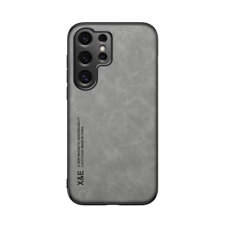 For Samsung Galaxy S25 Ultra 5G Skin Feel Magnetic Leather Back Phone Case