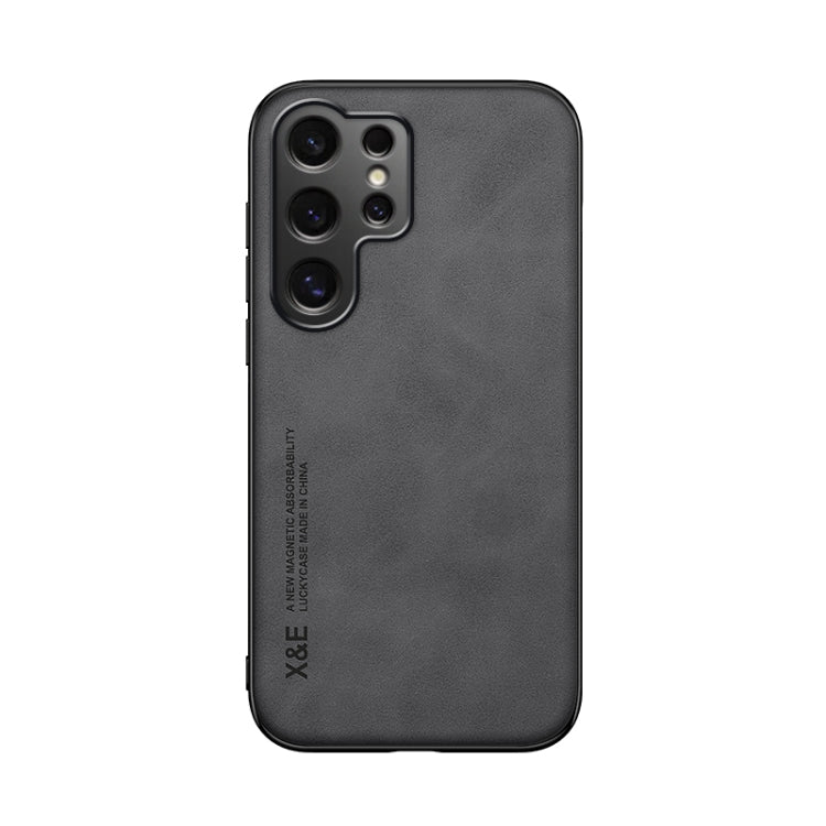 For Samsung Galaxy S25 Ultra 5G Skin Feel Magnetic Leather Back Phone Case