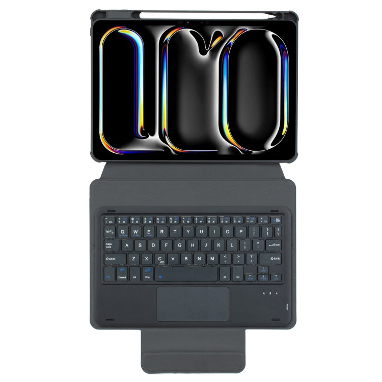 For iPad Pro 11 2024 L13-A 360 Rotation Acrylic Transparent Bluetooth Keyboard Leather Case With Touch Control