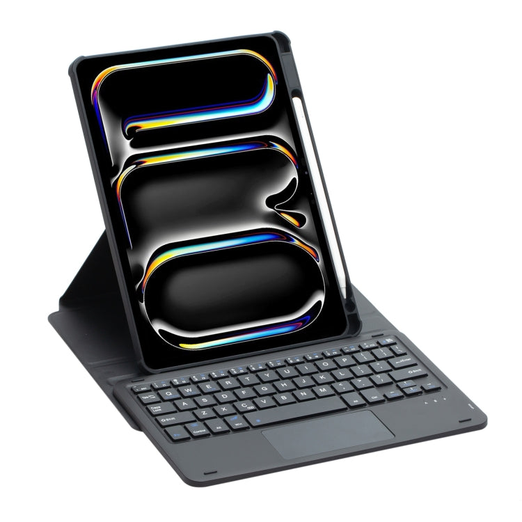 For iPad Pro 11 2024 L13-A 360 Rotation Acrylic Transparent Bluetooth Keyboard Leather Case With Touch Control