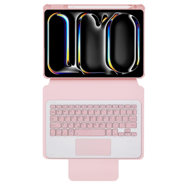 For iPad Pro 11 2024 L13-A 360 Rotation Acrylic Transparent Bluetooth Keyboard Leather Case With Touch Control