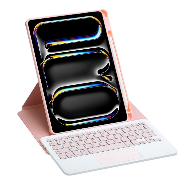 For iPad Pro 11 2024 L13-A 360 Rotation Acrylic Transparent Bluetooth Keyboard Leather Case With Touch Control
