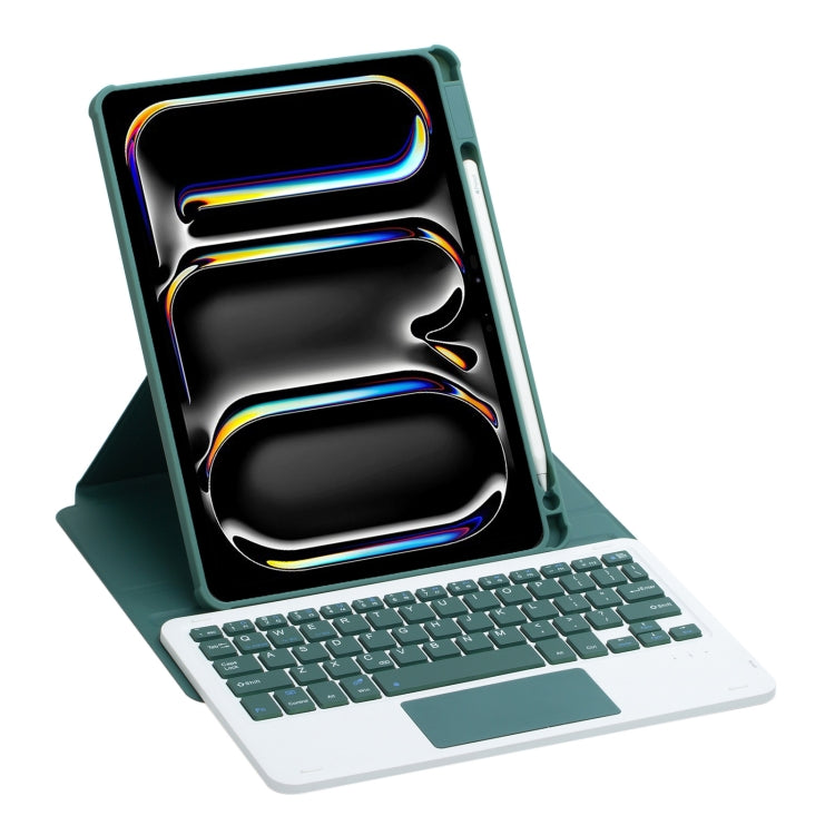 For iPad Pro 11 2024 L13-A 360 Rotation Acrylic Transparent Bluetooth Keyboard Leather Case With Touch Control