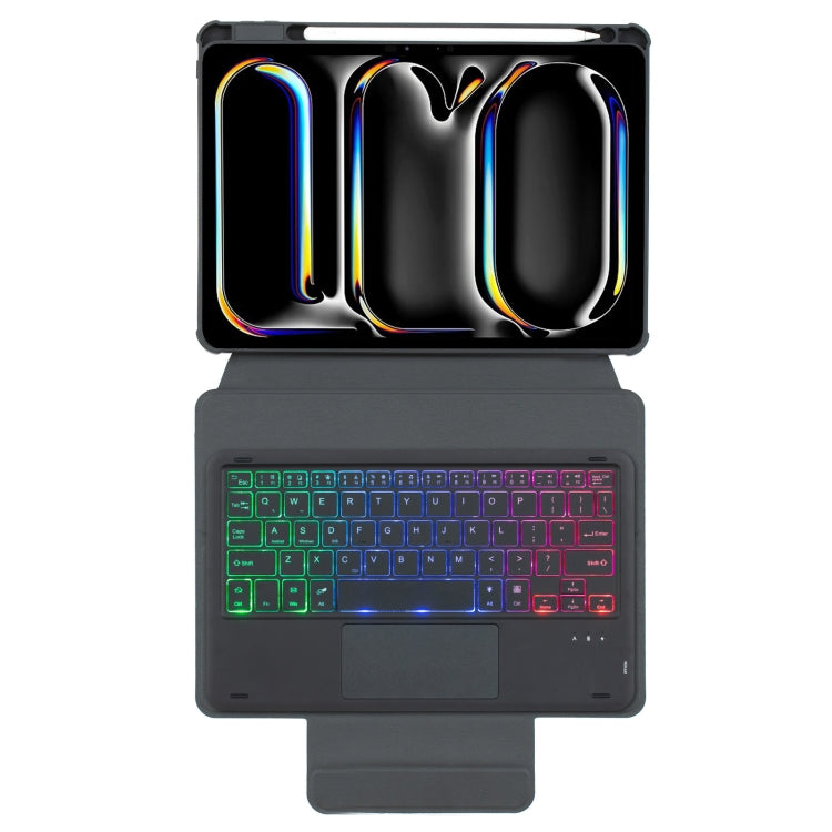 For iPad Pro 11 2024 L13-AS 360 Rotation Acrylic Transparent Bluetooth Keyboard Leather Case With Touch Control / Backlight