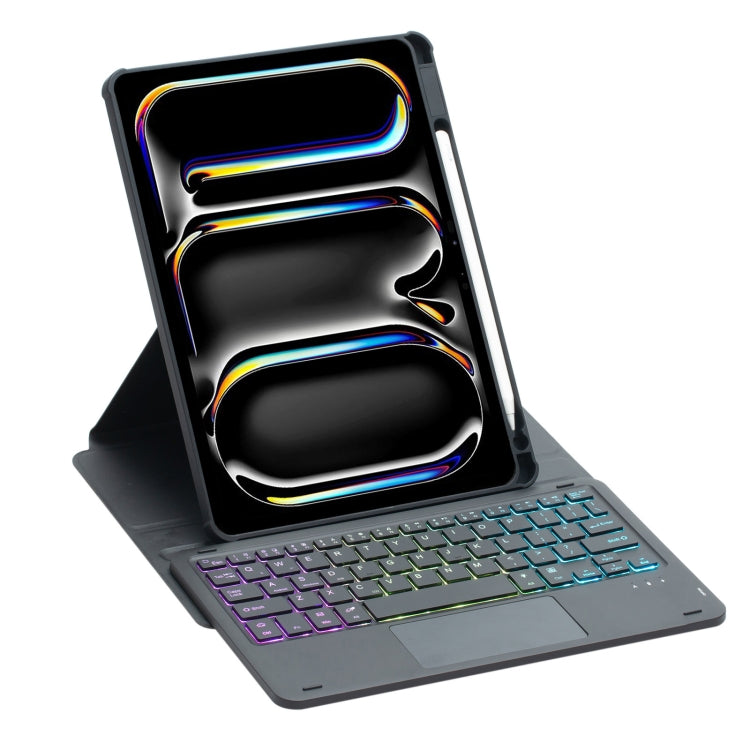 For iPad Pro 11 2024 L13-AS 360 Rotation Acrylic Transparent Bluetooth Keyboard Leather Case With Touch Control / Backlight