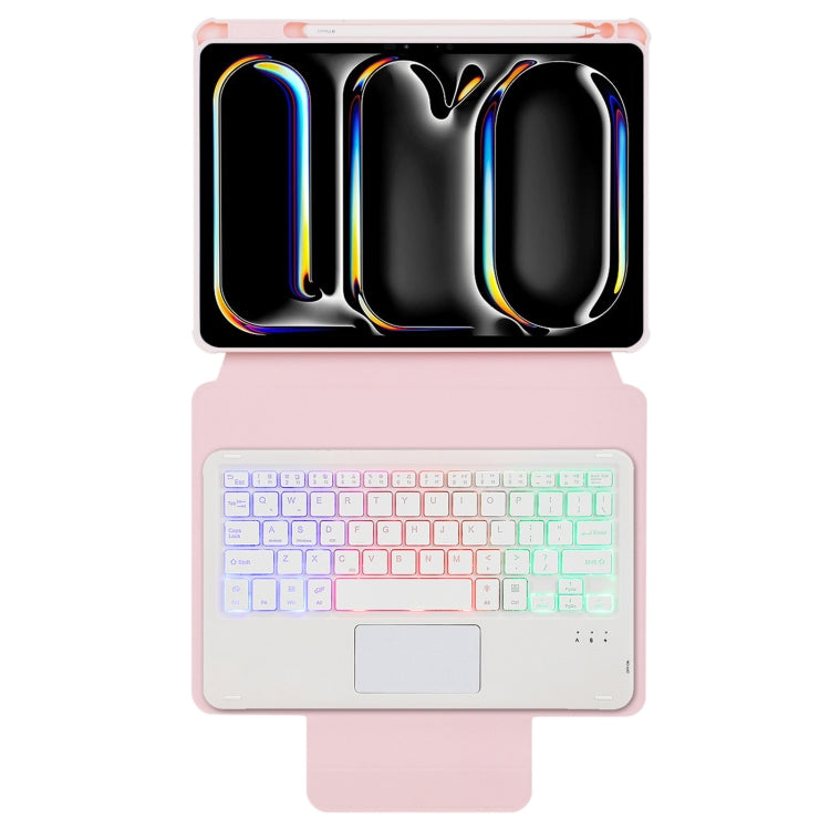 For iPad Pro 11 2024 L13-AS 360 Rotation Acrylic Transparent Bluetooth Keyboard Leather Case With Touch Control / Backlight