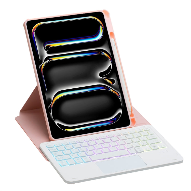 For iPad Pro 11 2024 L13-AS 360 Rotation Acrylic Transparent Bluetooth Keyboard Leather Case With Touch Control / Backlight