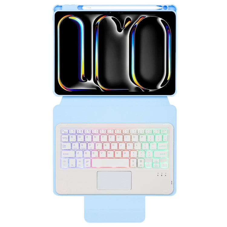 For iPad Pro 11 2024 L13-AS 360 Rotation Acrylic Transparent Bluetooth Keyboard Leather Case With Touch Control / Backlight