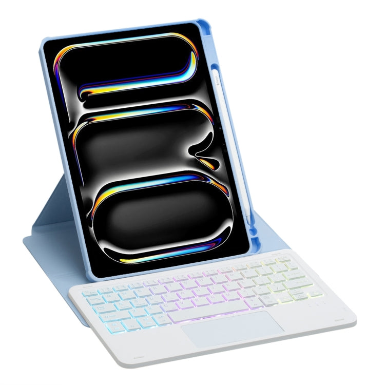 For iPad Pro 11 2024 L13-AS 360 Rotation Acrylic Transparent Bluetooth Keyboard Leather Case With Touch Control / Backlight