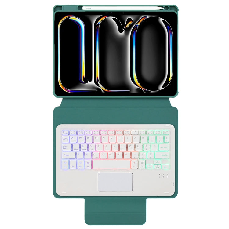 For iPad Pro 11 2024 L13-AS 360 Rotation Acrylic Transparent Bluetooth Keyboard Leather Case With Touch Control / Backlight