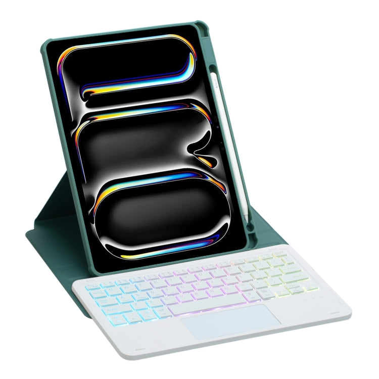 For iPad Pro 11 2024 L13-AS 360 Rotation Acrylic Transparent Bluetooth Keyboard Leather Case With Touch Control / Backlight