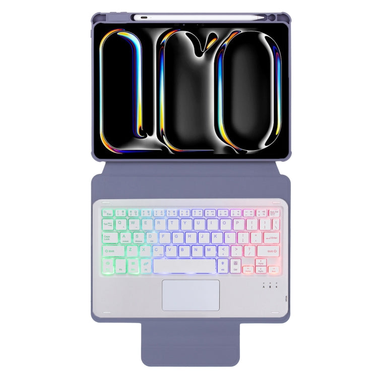For iPad Pro 11 2024 L13-AS 360 Rotation Acrylic Transparent Bluetooth Keyboard Leather Case With Touch Control / Backlight