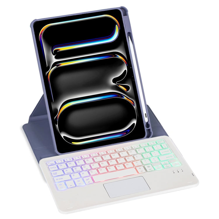 For iPad Pro 11 2024 L13-AS 360 Rotation Acrylic Transparent Bluetooth Keyboard Leather Case With Touch Control / Backlight