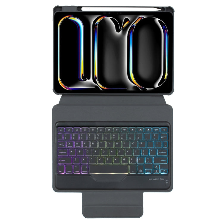 For iPad Pro 11 2024 L13-BS 360 Rotation Acrylic Transparent Bluetooth Keyboard Leather Case with Backlight