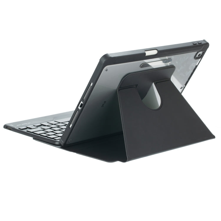 For iPad Pro 11 2024 L13-BS 360 Rotation Acrylic Transparent Bluetooth Keyboard Leather Case with Backlight