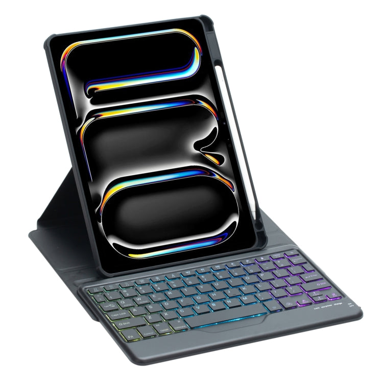 For iPad Pro 11 2024 L13-BS 360 Rotation Acrylic Transparent Bluetooth Keyboard Leather Case with Backlight