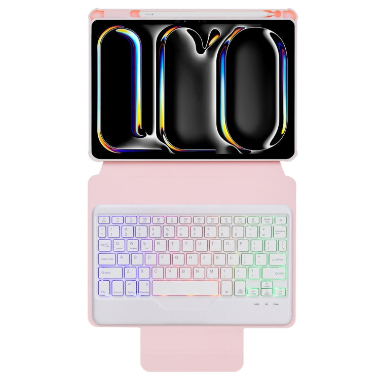 For iPad Pro 11 2024 L13-BS 360 Rotation Acrylic Transparent Bluetooth Keyboard Leather Case with Backlight
