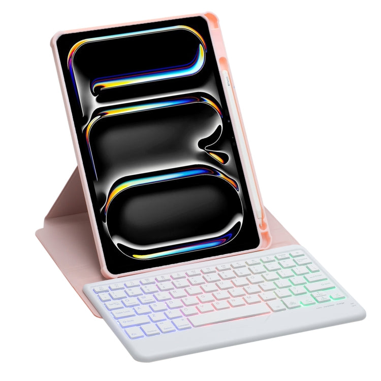 For iPad Pro 11 2024 L13-BS 360 Rotation Acrylic Transparent Bluetooth Keyboard Leather Case with Backlight