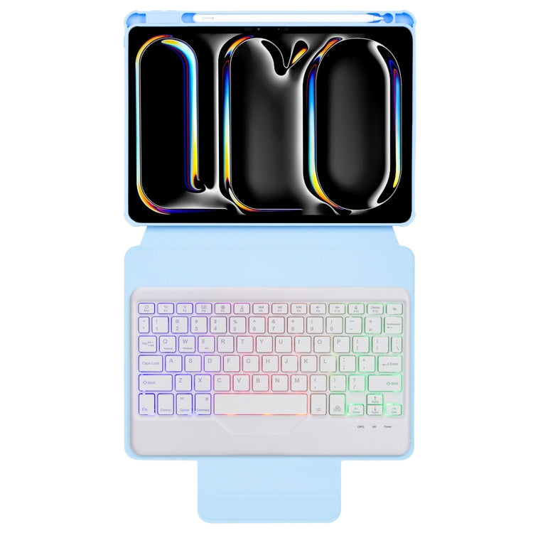 For iPad Pro 11 2024 L13-BS 360 Rotation Acrylic Transparent Bluetooth Keyboard Leather Case with Backlight