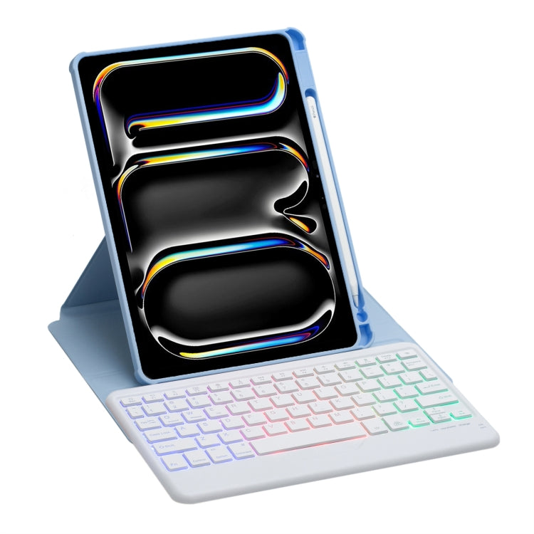 For iPad Pro 11 2024 L13-BS 360 Rotation Acrylic Transparent Bluetooth Keyboard Leather Case with Backlight