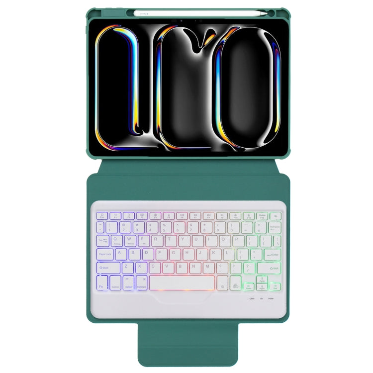For iPad Pro 11 2024 L13-BS 360 Rotation Acrylic Transparent Bluetooth Keyboard Leather Case with Backlight
