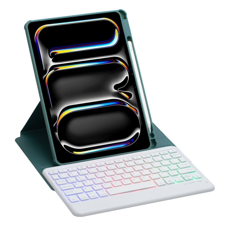For iPad Pro 11 2024 L13-BS 360 Rotation Acrylic Transparent Bluetooth Keyboard Leather Case with Backlight