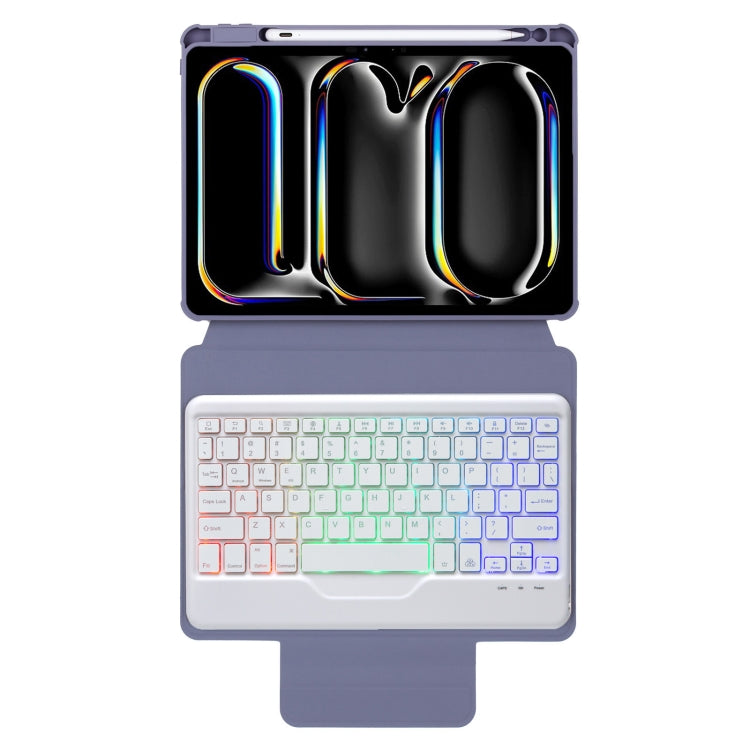 For iPad Pro 11 2024 L13-BS 360 Rotation Acrylic Transparent Bluetooth Keyboard Leather Case with Backlight