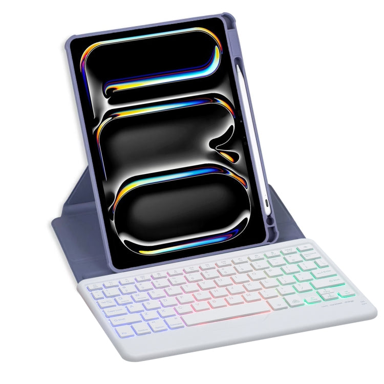 For iPad Pro 11 2024 L13-BS 360 Rotation Acrylic Transparent Bluetooth Keyboard Leather Case with Backlight