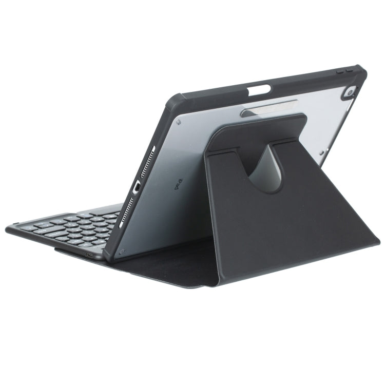 For iPad Pro 11 2024 YL13 360 Rotation Acrylic Transparent Round Keycap Bluetooth Keyboard Leather Case