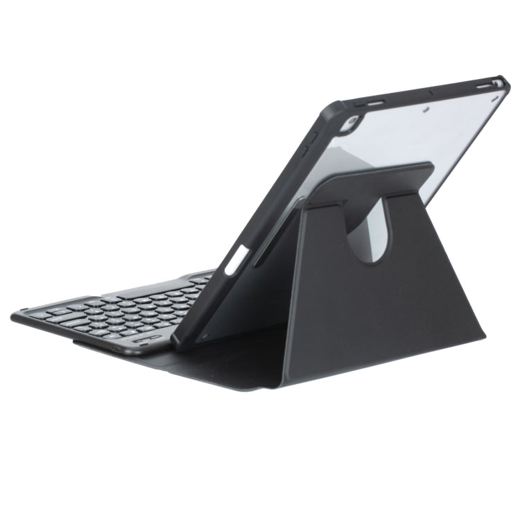 For iPad Pro 11 2024 YL13 360 Rotation Acrylic Transparent Round Keycap Bluetooth Keyboard Leather Case