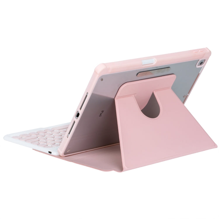 For iPad Pro 11 2024 YL13 360 Rotation Acrylic Transparent Round Keycap Bluetooth Keyboard Leather Case