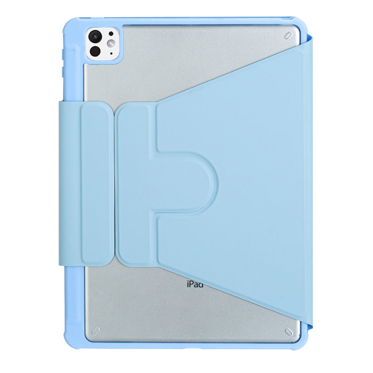 For iPad Pro 11 2024 YL13 360 Rotation Acrylic Transparent Round Keycap Bluetooth Keyboard Leather Case