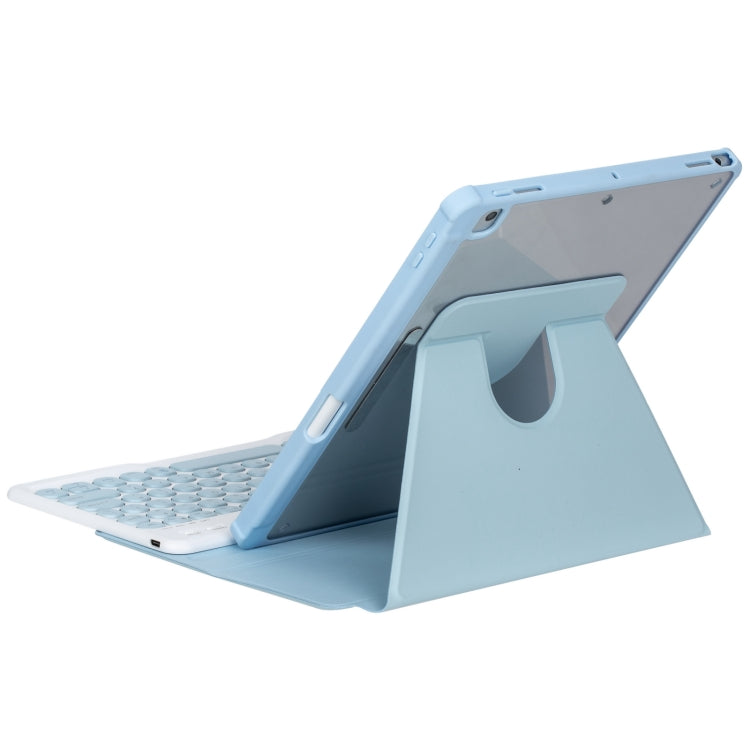 For iPad Pro 11 2024 YL13 360 Rotation Acrylic Transparent Round Keycap Bluetooth Keyboard Leather Case