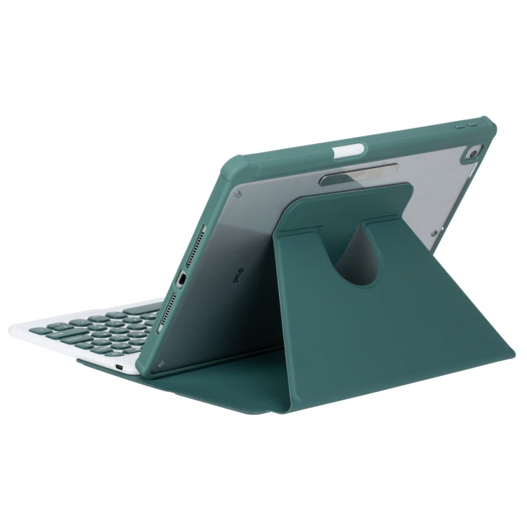 For iPad Pro 11 2024 YL13 360 Rotation Acrylic Transparent Round Keycap Bluetooth Keyboard Leather Case